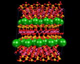 (The layered structure of muscovite, highlighting cation positions.)