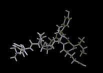 (These images shows snapshots from the motion in a peptide hormone, oxytocin, played in sequence, as a movie.)