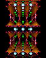 (The crystal structure of a high temperature superconductor.)