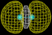 (A three dimensional representation of the highest occupied molecular orbital in the nitrogen molecule.)