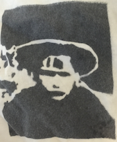 (The stencil image on cloth.)