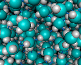 (Liquid water showing individual water molecules.)